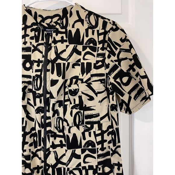 Matrushka Construction Size M Romper Pockets Zipper Abstract Tan Black Unique - Picture 3 of 8